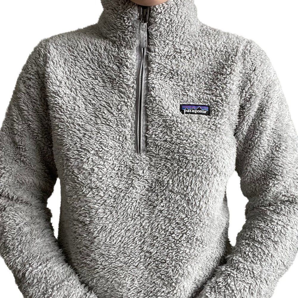Patagonia Womens Light Gray Deep Pile Quarter Zip Fleece Sweatshirt Sz M - Picture 5 of 8